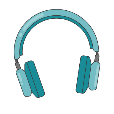 over ear headphones and music symbol 2